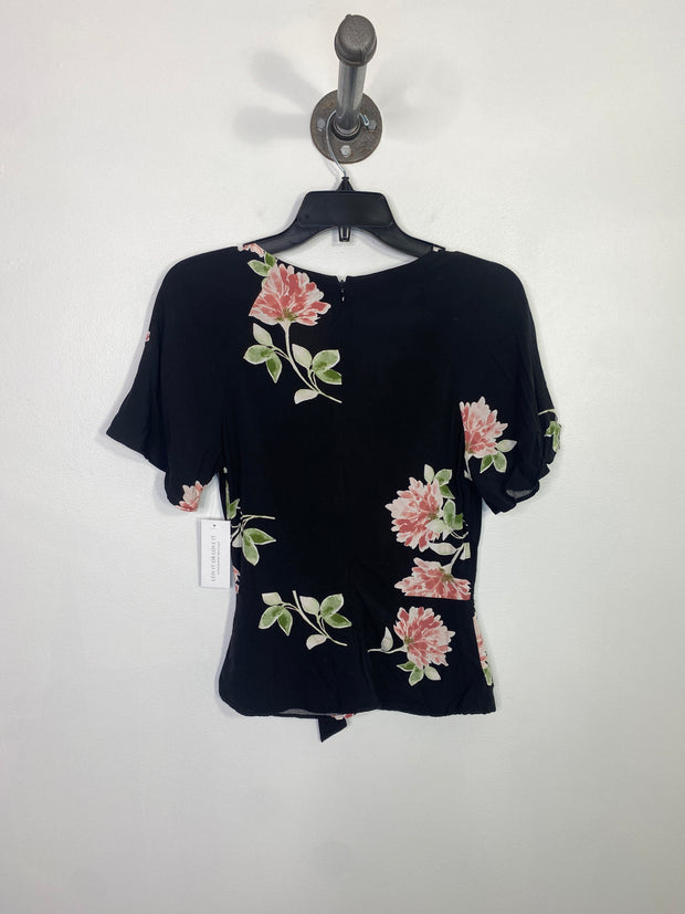 Dynamite Blk/Pk Floral Tie Top