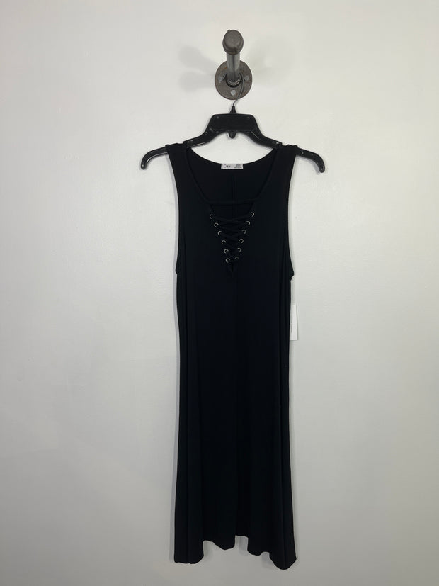 Dex Black Lace-Up Dress