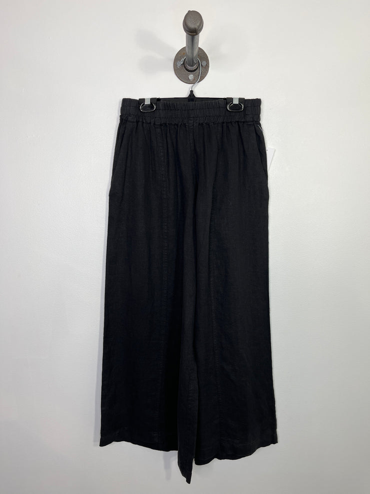 Naif Black Linen Wide-Leg Pant