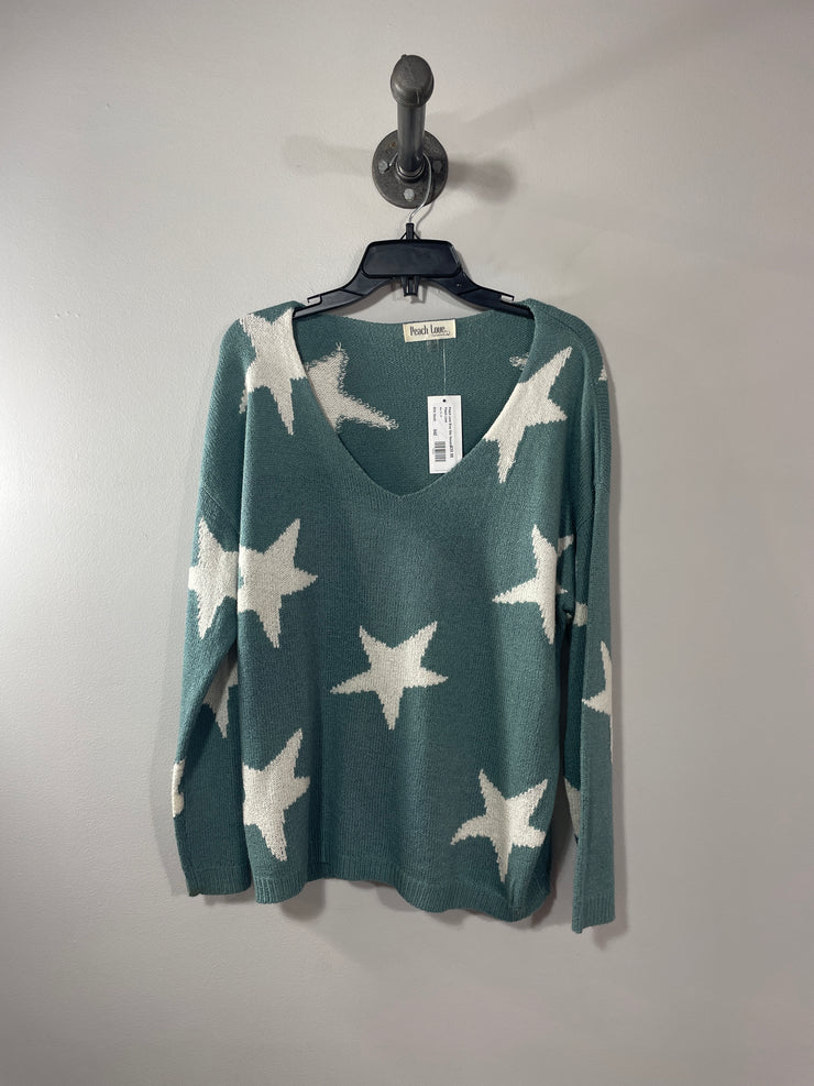 Peach Love Blue Star Sweater