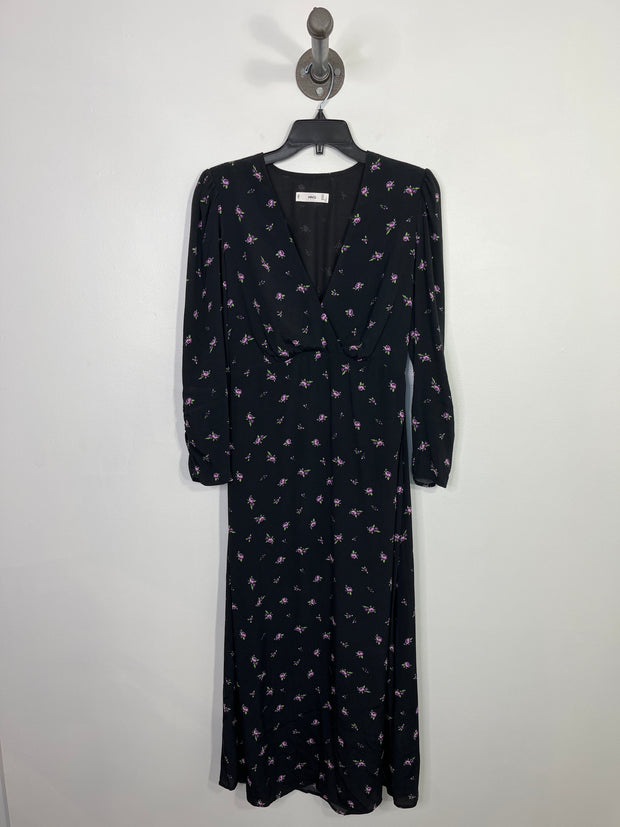 MNG Black Floral Midi Dress