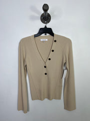 Frame Beige Ribbed Button Up