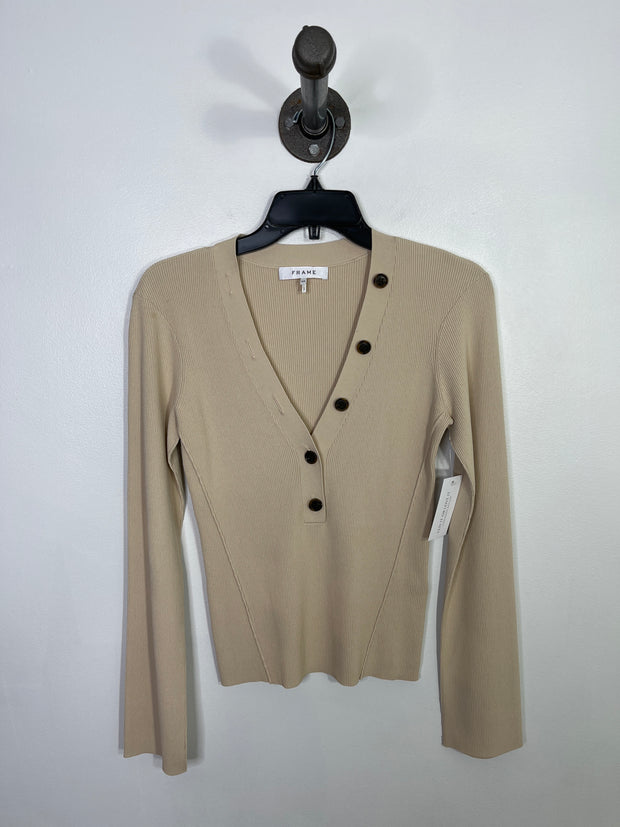 Frame Beige Ribbed Button Up