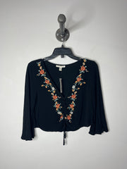 American E Blk Flower Blouse