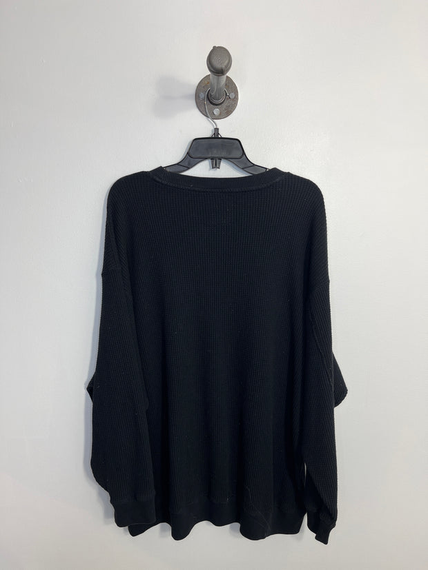 Aerie Black Waffle Crewneck