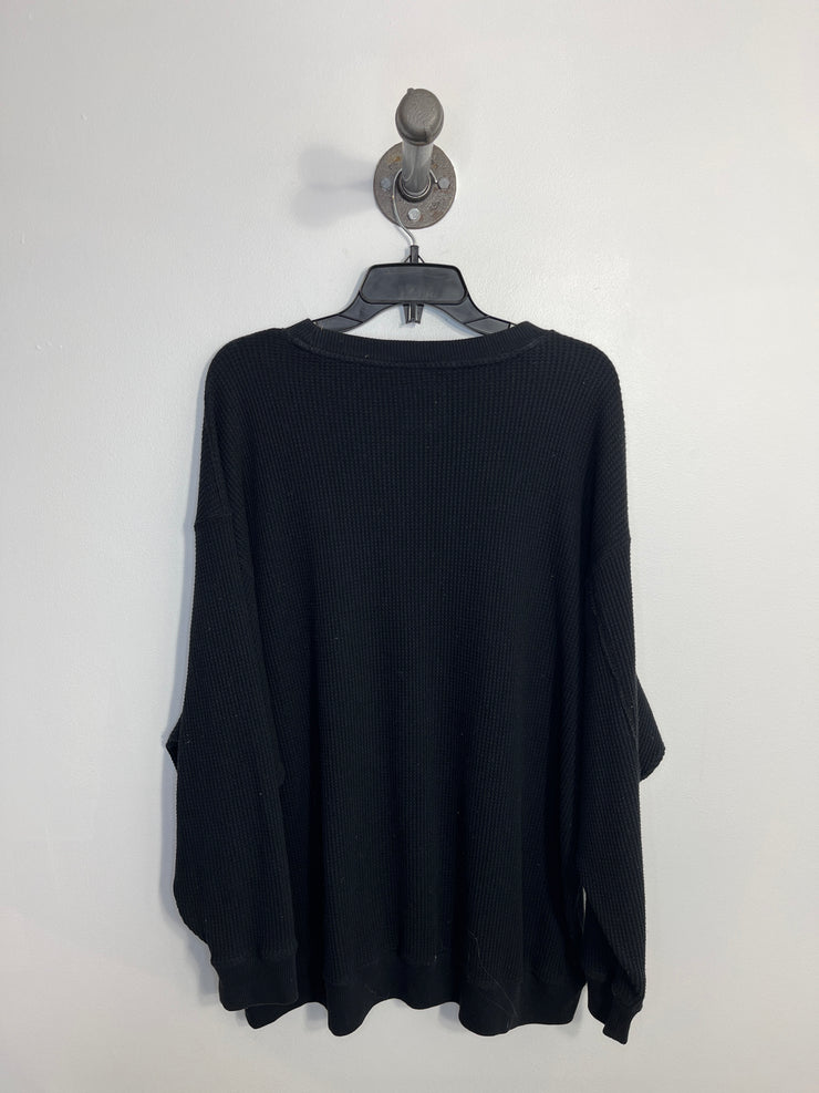 Aerie Black Waffle Crewneck