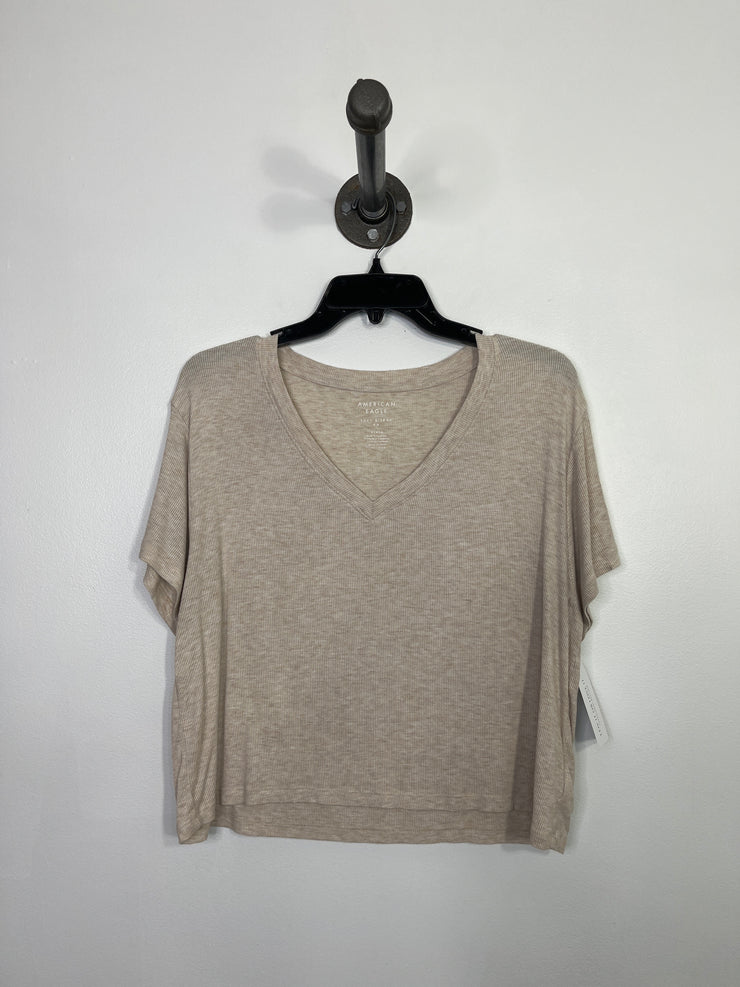 AE Beige Ribbed T-Shirt