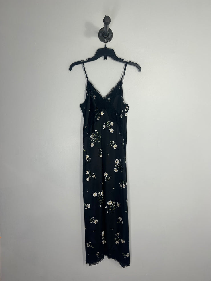 Topshop Blk Daisy Satin Maxi