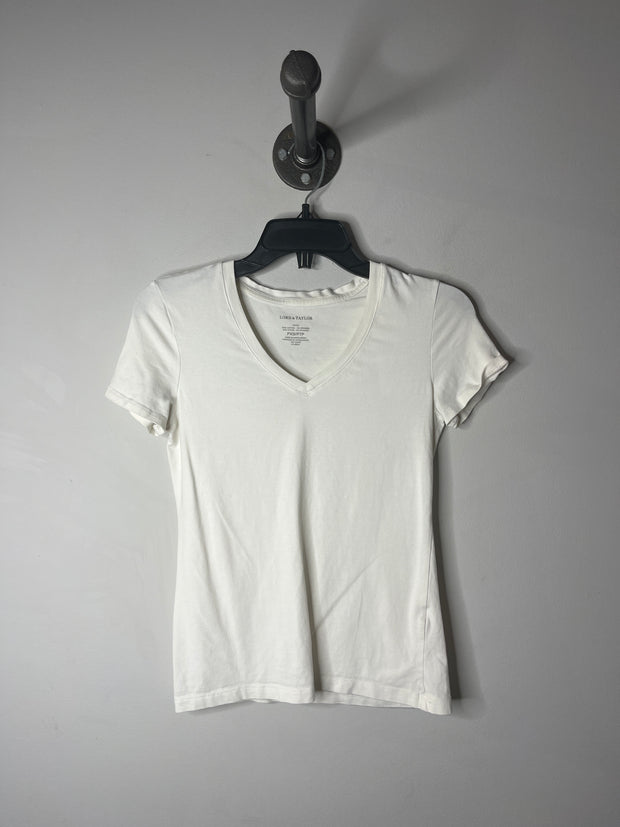 Lord & Taylor White V-Neck Tee