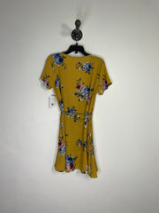 Sage Yellow Floral Wrap Dress