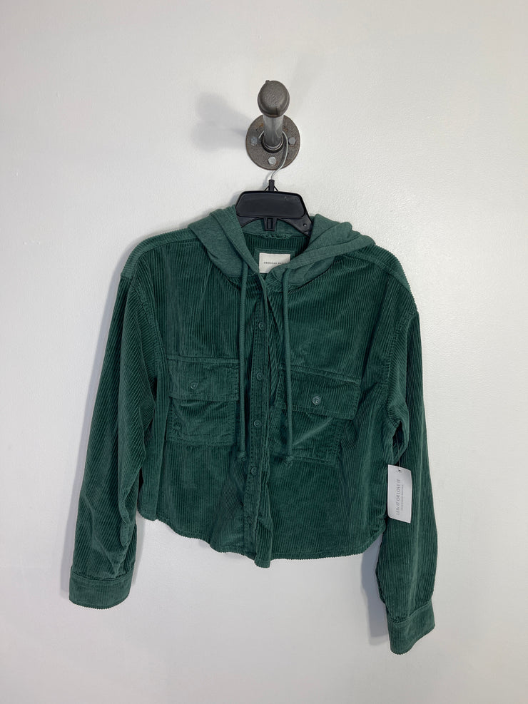 AE Green Corduroy Crop Shacket
