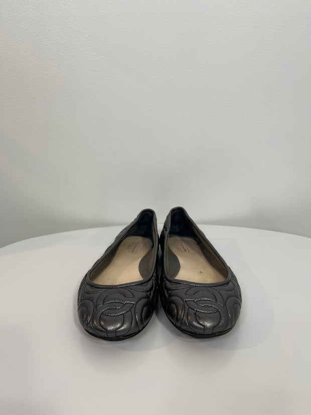 Coach Silver Patterned Flats