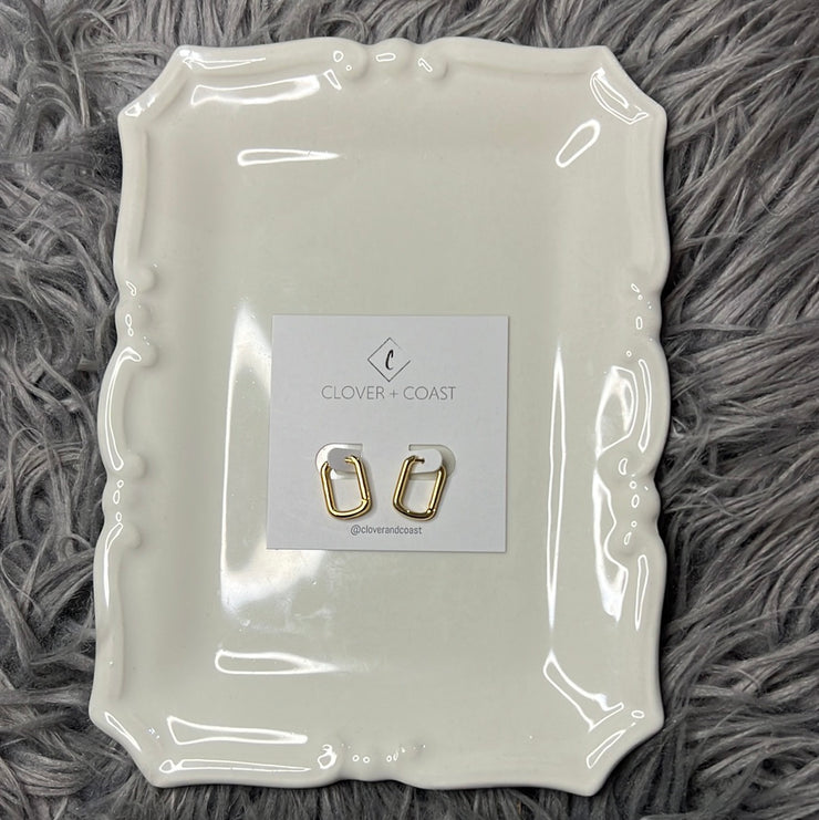 Gold Plated Rectangle Hoops