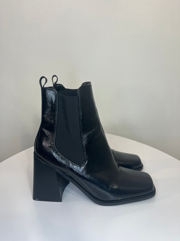 Raid Black Glossy Ankle Boots