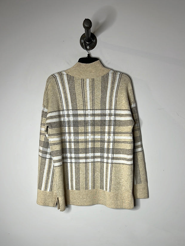 RW&CO Beige Plaid Sweater