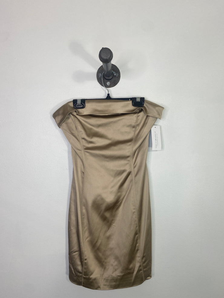 Aritzia Beige Satin Mini Dress