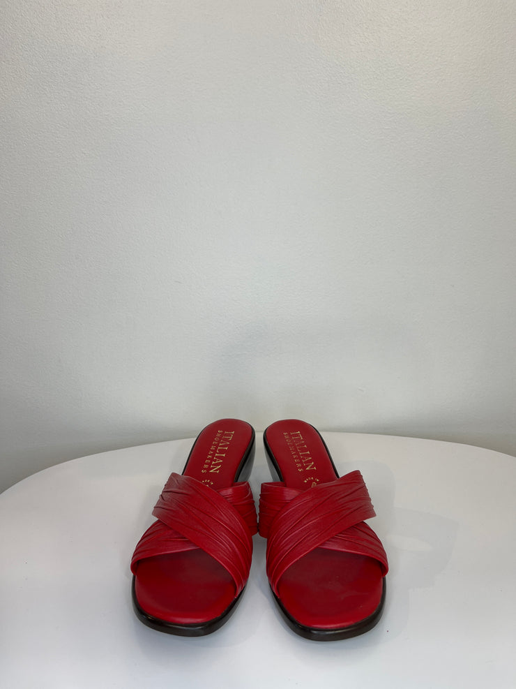 Italian Shoe. Red Wedge Sandal