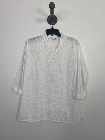 Textil N. Wht Embroidered Top