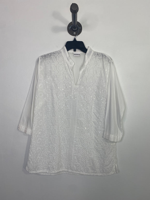 Textil N. Wht Embroidered Top