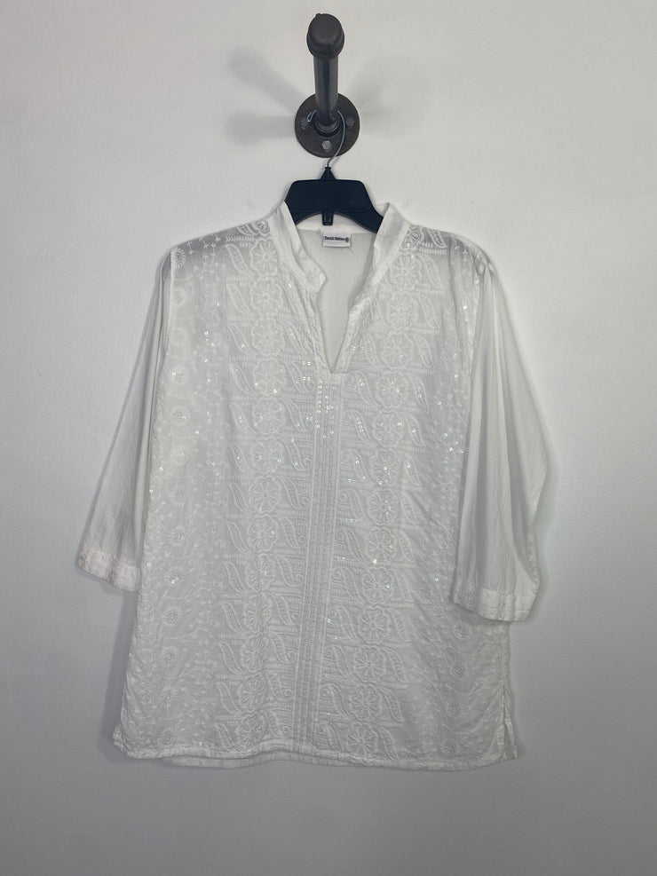 Textil N. Wht Embroidered Top