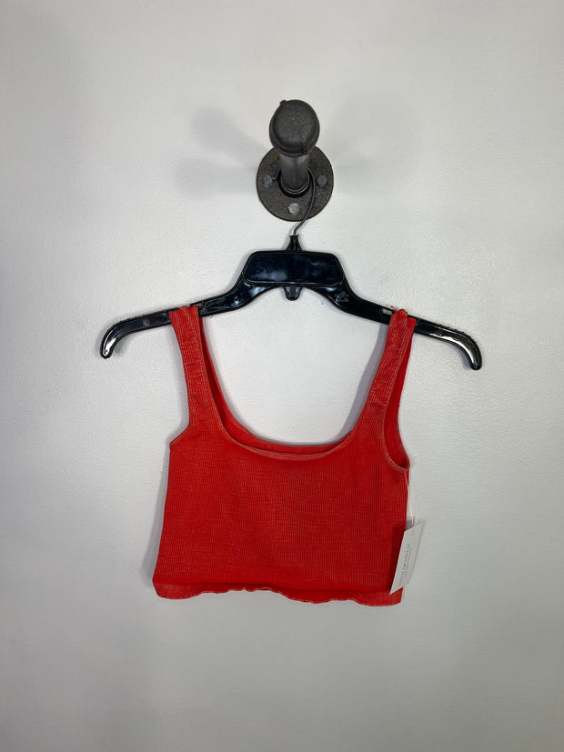 Free P. Coral Ribbed Crop Tank