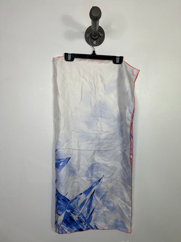 No Brand Wht/Bl Satin Scarf