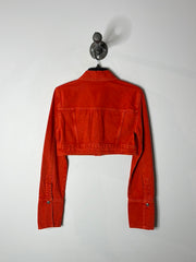 Zara Red Crop Denim Jacket
