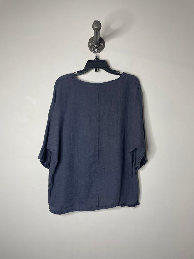 Made in Italy Navy Linen Top