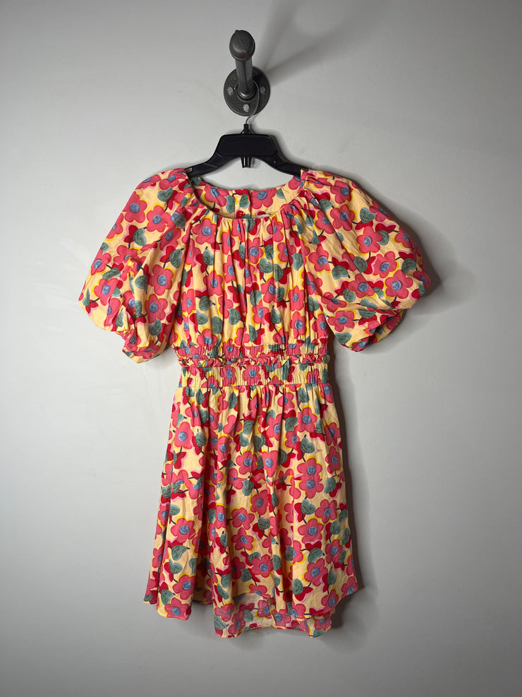 Davi & D Pnk Floral Puff Dress