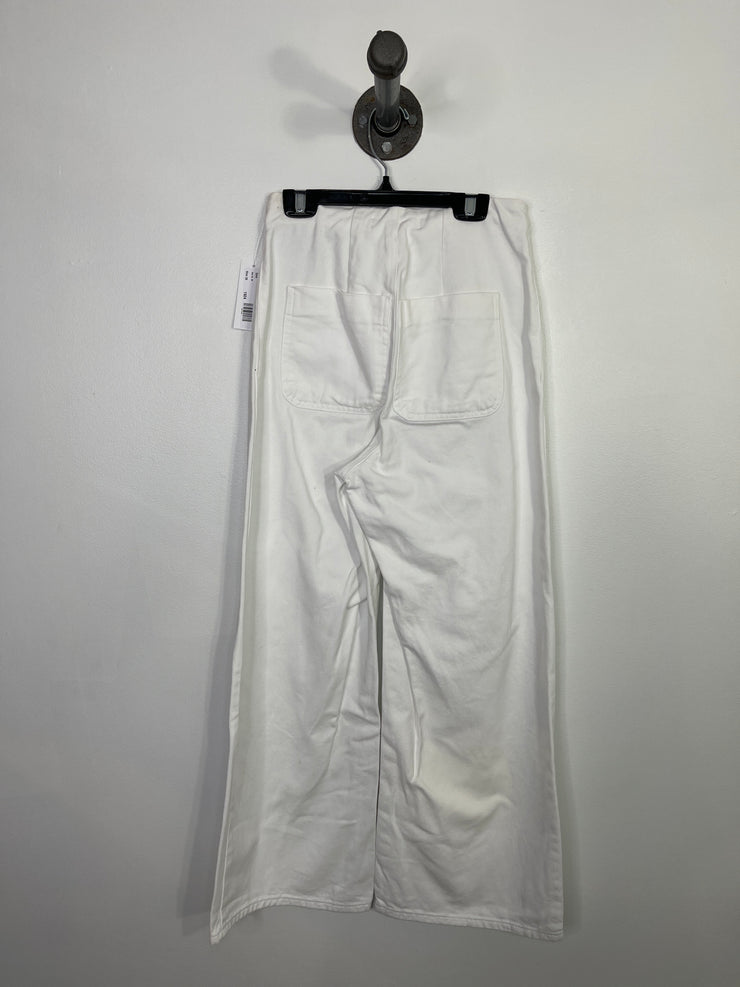 Zara White Gold Button Jeans