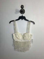 Le Lis White Mesh Tank