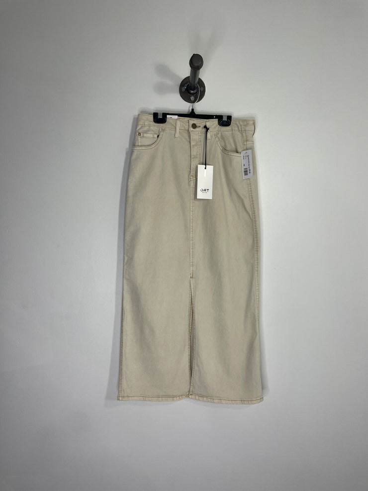 Oat Cream Denim Maxi Skirt