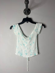 Free Ppl White/Blue Rufle Top