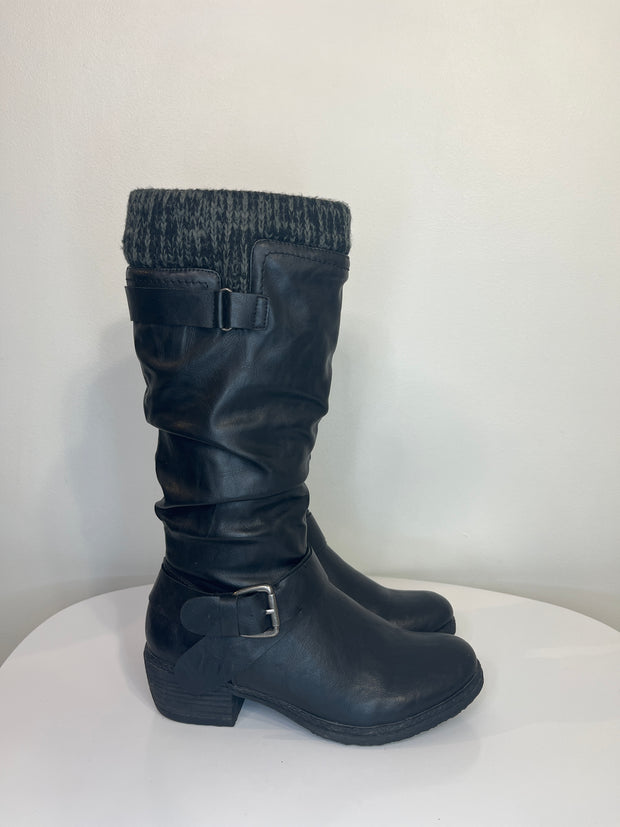 Taxi Black Buckle Boots