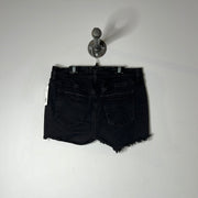 Silver Black Denim Shorts