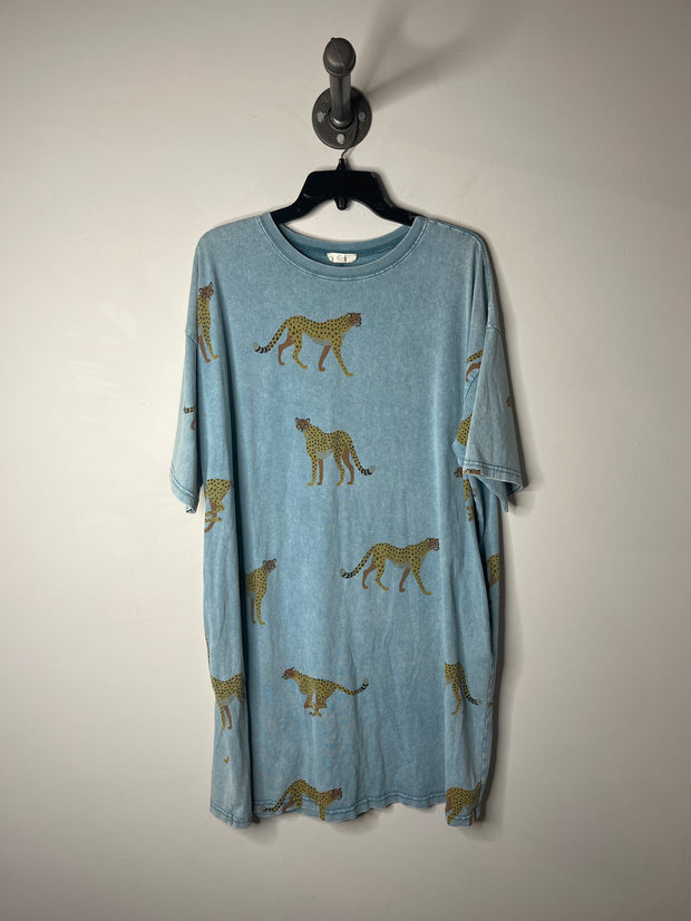 Easel Blu Cheetah T-Shirt D