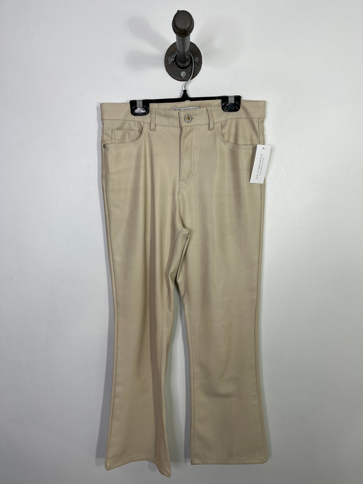 Zara Cream Faux Leather Pants
