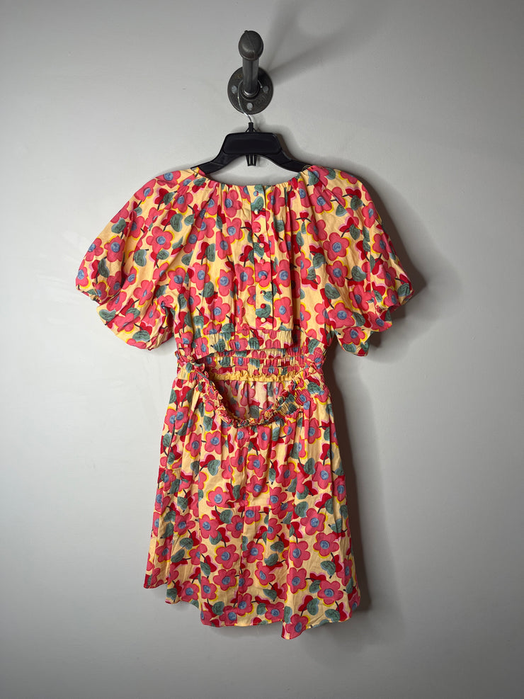 Davi & D Pnk Floral Puff Dress