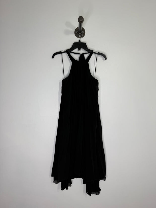 Pink Stitch Black Halter Dress