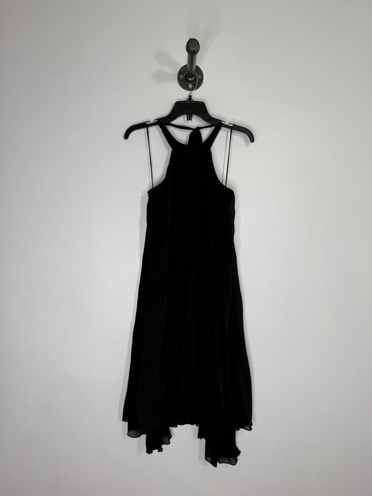 Pink Stitch Black Halter Dress