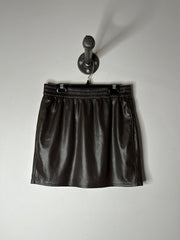 Babaton Brn Leather Mini Skirt