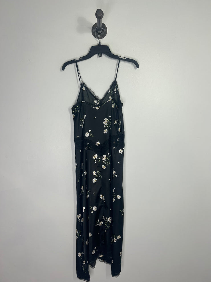 Topshop Blk Daisy Satin Maxi