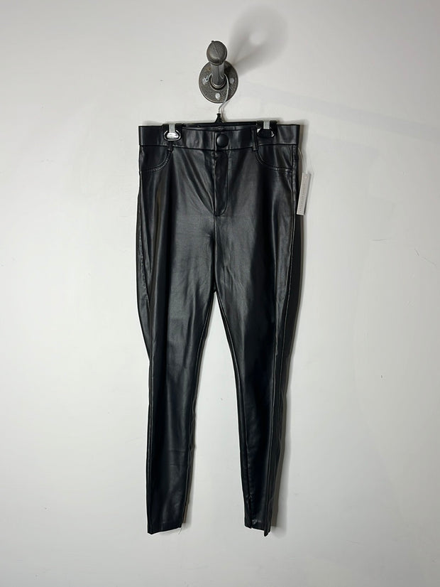 Pantalon en cuir noir Zara