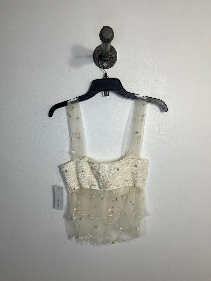 Le Lis White Mesh Tank