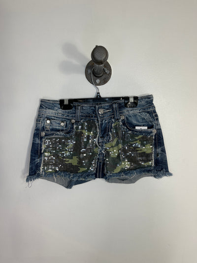 Miss Me Denim Sequin Shorts