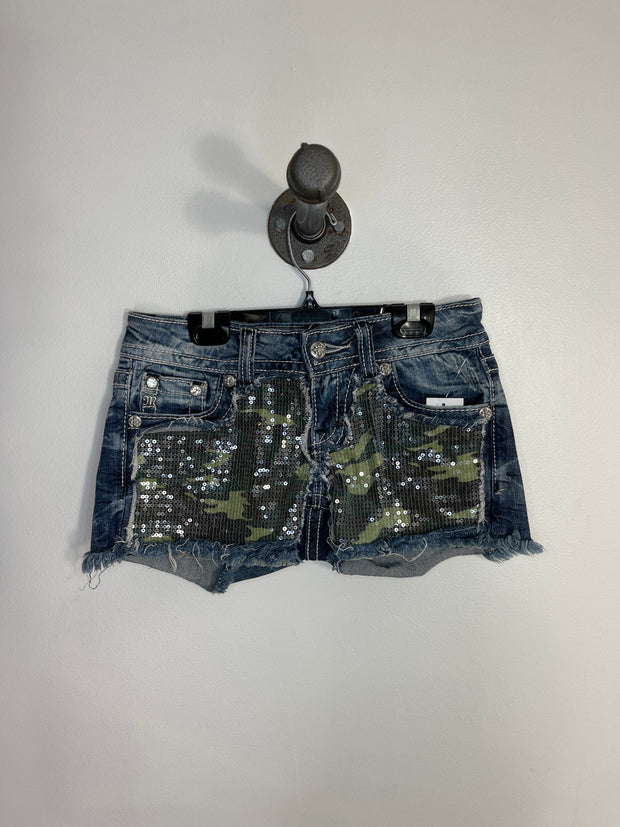 Miss Me Denim Sequin Shorts