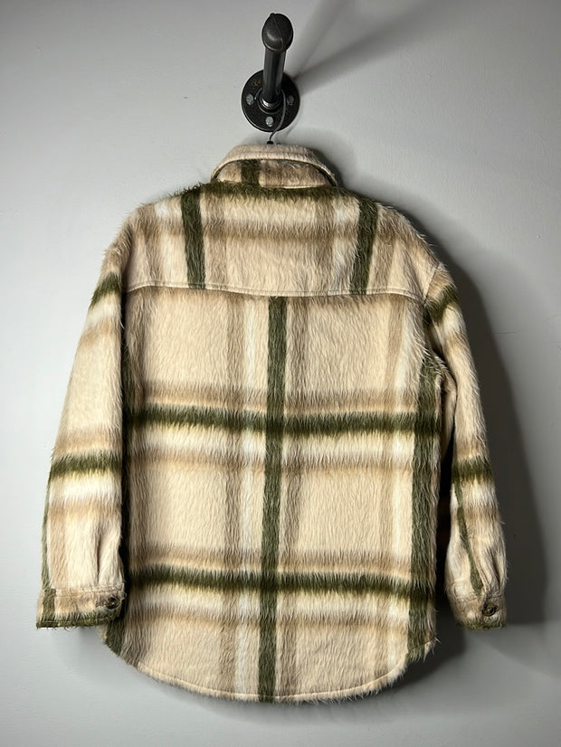 AE Grn/Brwn/Crm Plaid Shacket