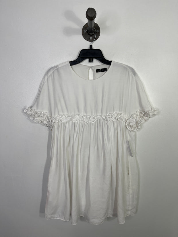 Zara Wht Babydoll Ruffle Dress