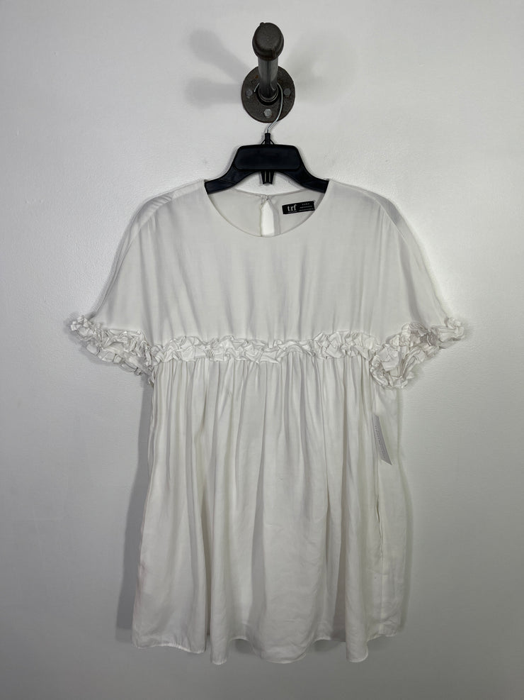 Zara Wht Babydoll Ruffle Dress