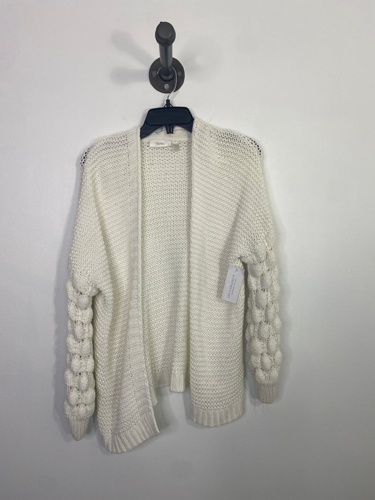 Cloth White Open Cardigan